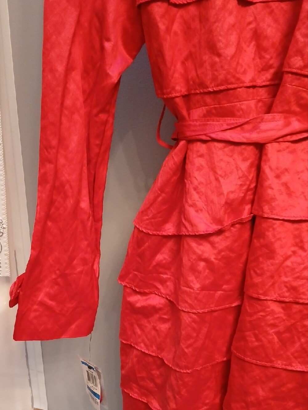 INC International Concepts Bright Red Double-Breasted Trench Coat - Picture 8 of 9